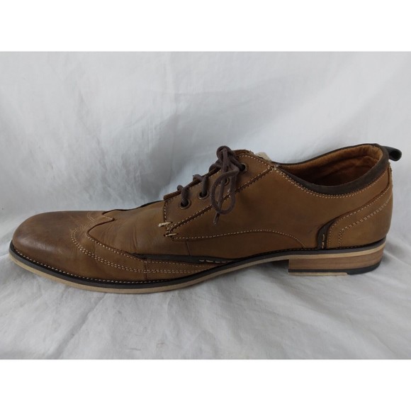 Steve Madden Jahonis Brown Distressed Leather Wingtip Derby Oxford Men Size 12 B - Picture 4 of 9
